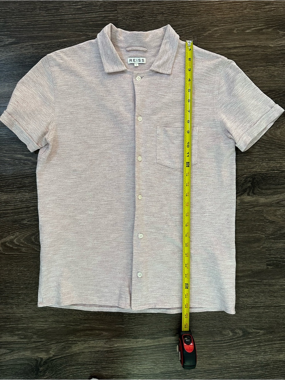 Reiss Pale Pink Short-Sleeve Button-Down Shirt